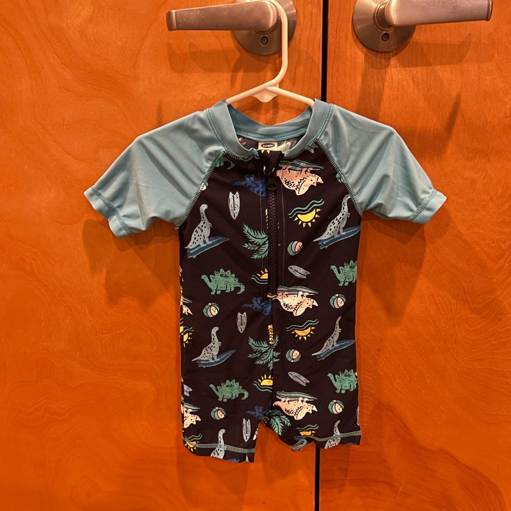 NWOT Toddler Boy zip up Rash Guard Swimsuit - 12-18mos